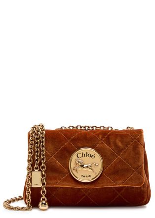 Chloé Heritage Quilted Velvet Shoulder bag - Brown - One Size