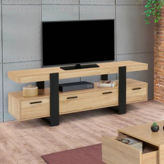 IDMarket Idmarket - Mueble De Tv Phoenix De Madera Y Negro Con Cajones 140 Cm