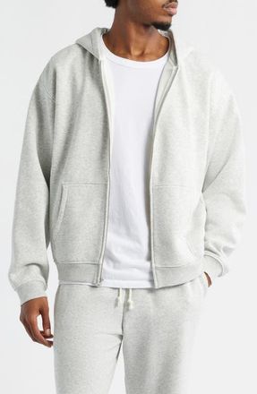 SKIMS Relaxed Zip-Up Lounge Hoodie in Light Heather Grey at Nordstrom, Size X-Small