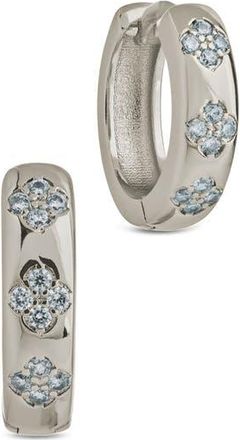 Sterling Forever Aisha Cubic Zirconia Star Huggie Hoop Earrings in Silver at Nordstrom Rack