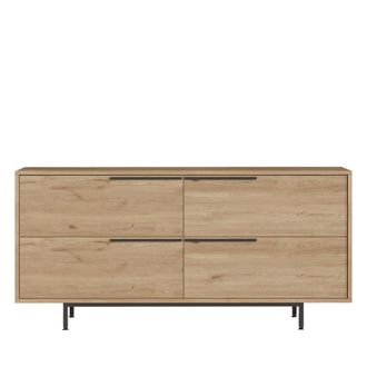 DRAWER Aparador de 4 puertas en madera y metal L160cm - Madera oscura