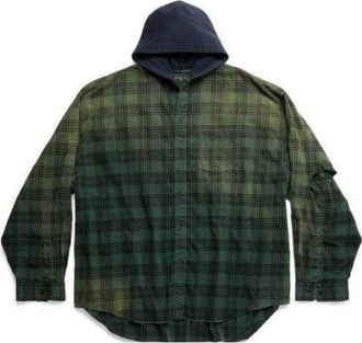 Balenciaga Oversized Hooded Shirt Green 746369TOM213328