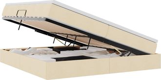 vidaXL Cama Con Almacenamiento Y Colch&oacute;n Crema 200 X 200 Cm Poli&eacute;ster Vidaxl