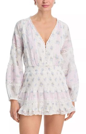 LoveShackFancy Winfrey Mini Dress In Lilac Vanilla