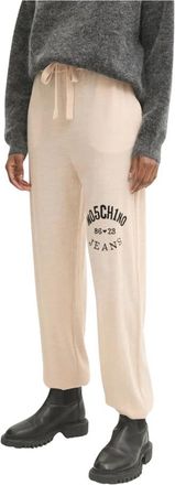 Moschino Drawstring Logo Broeken - Dames - Sweatpants - Beige - M - Wol - Broeken