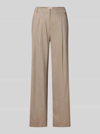 Mbym mbyM Wide Leg Leinenhose mit Bundfalten Modell Cristiana in Taupe, Größe XL