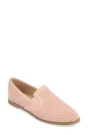 Journee Collection Lucie Perforated Flat Loafer - Wide Width Available in Pink at Nordstrom Rack, Size 6.5
