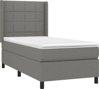 vidaXL Vidaxl - Cama Box Spring Colch&oacute;n Y Luces Led Tela Gris Oscuro 100x200 Cm