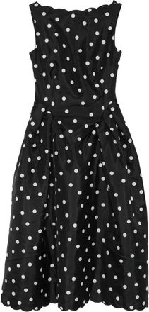Stine Goya polka-dot scalloped midi dress - Black