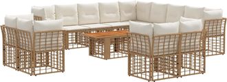 vidaXL Conjunto De Sof&aacute;s De Jard&iacute;n 14 Uds. Natural Y Crema Vidaxl