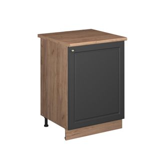 Vicco Mueble Bajo De Cocina Fame-line, Antracita-oro Landhaus/roble Dorado, 60 Cm 1 Puerta Con Encimera, Vicco