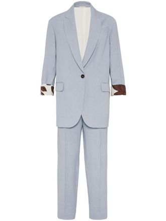 Brunello Cucinelli Pak met enkele rij knopen - Blauw