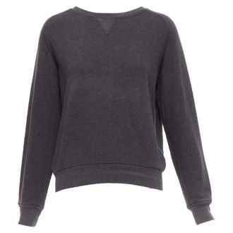 Dries Van Noten grey cotton blend silver zip back pullover sweater S