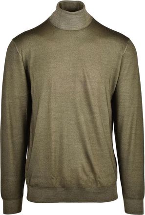 Mauro Ottaviani Olive Green Merino Wool Turtleneck Sweater