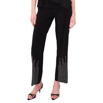 MSK Msk Pants Womens Black Jersey Stretch Beaded Detail Wide Leg Ankle PALL324