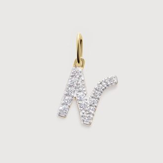 Monica Vinader Gold Diamond Initial N Pendant Lab Grown Diamond