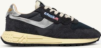 Autry REELWIND LOW SNEAKERS IN CARBON AND SILVER TONE NYLON SUEDE AND LEATHER
