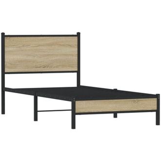 vidaXL Metal Bed Frame without Mattress Sonoma Oak 75x190 cm Small Single Vidaxl
