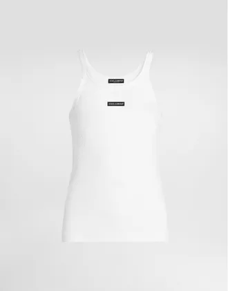 Dolce & Gabbana Cotton Tank Top With Print - Man T-shirts And Polos White 44