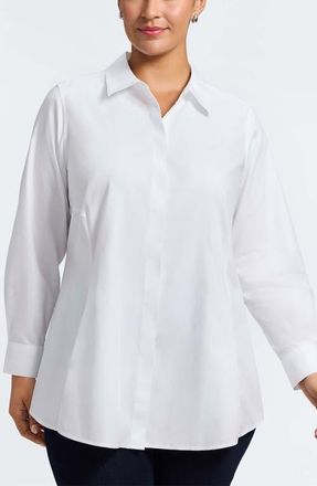 Foxcroft Cici Non-Iron Tunic Blouse in White at Nordstrom, Size 14W