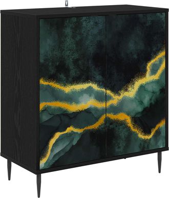 vidaXL Aparador Wijhe Roble Negro 69 X 33 X 76 Cm Madera De Ingenier&iacute;a Vidaxl