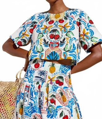 Marie Oliver Drew Button Back Top In Floragram