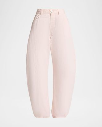 Alaia Tinted Denim Barrel-Leg Pants