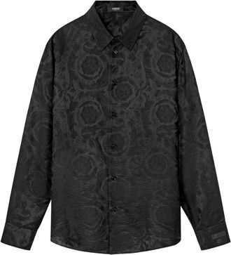 Versace Barocco-jacquard shirt - men - Viscose/Silk - 56 - Black