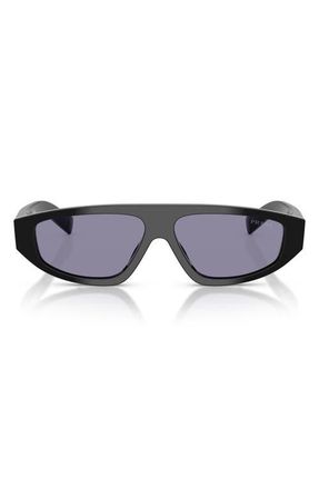 Prada 58mm Irregular Sunglasses in Black /Violet Mirror Silver at Nordstrom