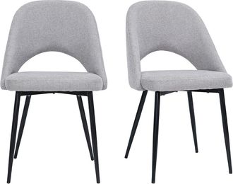 Miliboo Set De 2 Sillas Vintage De Tejido Efecto Aterciopelado Texturizado Gris Y Metal Cosette