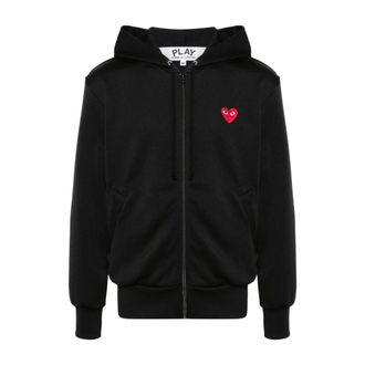 Comme Des Gar&ccedil;ons Zip-throughs, male, Black, Size: 2XL Logo Zipped Cotton Hoodie