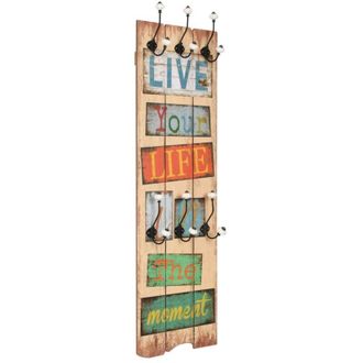vidaXL Appendiabiti da Parete con 6 Ganci live life 120x40 cm - Vidaxl