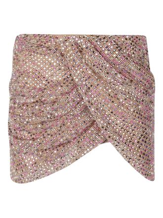 Self Portrait crystal-embellished mini skirt - Pink