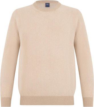 Fedeli Trui met ronde hals - Heren - Ronde hals truien - Beige - L - Kasjmier - Truien & Vesten