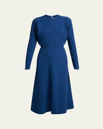 Victoria Beckham Long-Dolman-Sleeve Dress