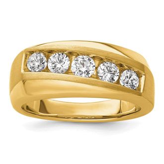 Diamond2Deal 10k Yellow Gold Lab Grown Diamond 5-Stone Band Ring 1Ct Clarity- VS Color- G-H