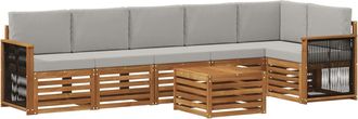 vidaXL Conjunto De Sof&aacute;s De Exterior 6 Uds. Natural Y Gris Claro Vidaxl