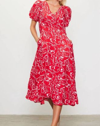 Skies Are Blue Clothing Floral Dress - Plus In Red