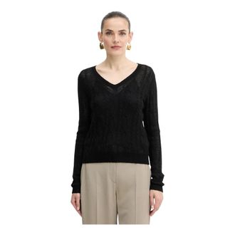 Guess Izabella Sweater - Dames - V-hals truien - Zwart - M - Wol - Truien & Vesten