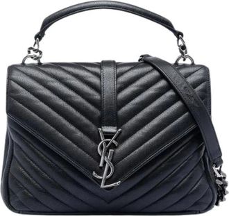 Saint Laurent Pre-owned Handbags, female, Black, Size: ONE SIZE Pre-owned The College Satchel