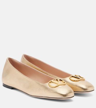 Valentino Garavani VLogo metallic leather ballet flats