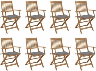 vidaXL Vidaxl - Sillas De Jard&iacute;n Plegables 8 Uds Y Cojines Madera Maciza Acacia