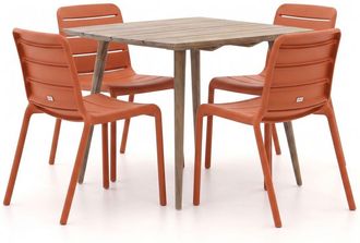 Forza Furniture Forza Narni/ROUGH-K 90cm dining tuinset 5-delig stapelbaar