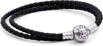 Pandora Silver leather bracelet double black