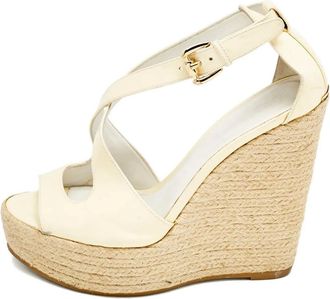 Burberry 2024S 140 mm lakleren espadrilles met sleehak - Beige