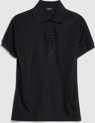 Gucci GG Technical Jersey Jacquard Polo Shirt, Size XXXL, Black, Ready-to-wear