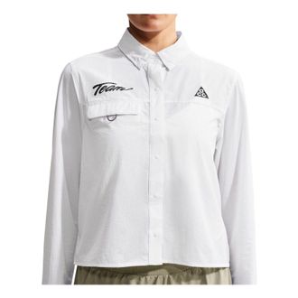 Nike (WMNS) Nike x ACG Aireez Button-Up Graphic Trail Shirt Summit White Black IU8152-100