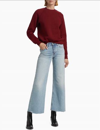 Re/Done Womens Mid Rise Stretch Wide Leg Crop Jeans In Undertow