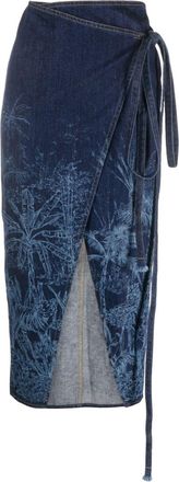 Alanui Jungle Toile de Jouy denim skirt - women - Cotton - L - Blue