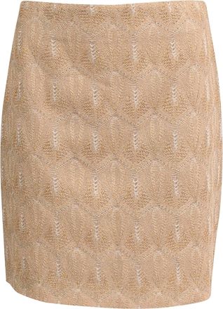 Missoni Knitted Mini Fitted Skirt in Metallic Beige Rayon